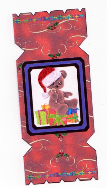 Teddy with Gifts Cracker Card by Norma Howgate