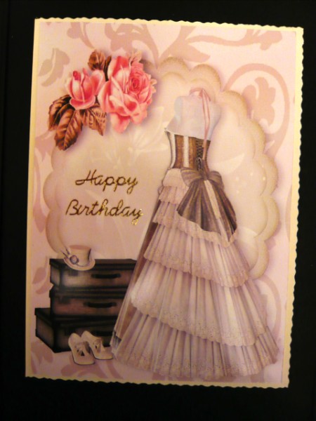 Ladies Vintage Gown with Shoes, Pink Roses A4 by Norma Howgate