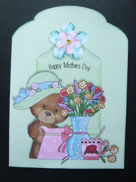 Mother Day Teddy Scalloped Top Quick Card by Norma Howgate