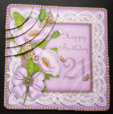 Lilac Poppy 21 Birthday 6in Duo Corner Stacker by Norma Howgate