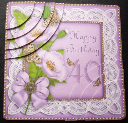 Lilac Poppy 40 Birthday 6in Duo Corner Stacker by Norma Howgate