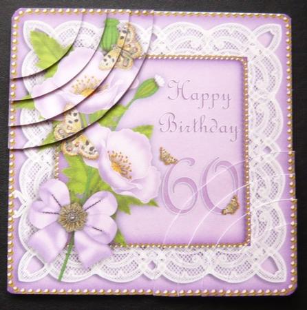 Lilac Poppy 60 Birthday 6in Duo Corner Stacker by Norma Howgate