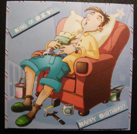 Sleepy DIY Dad 8x8 Quick Card by Norma Howgate