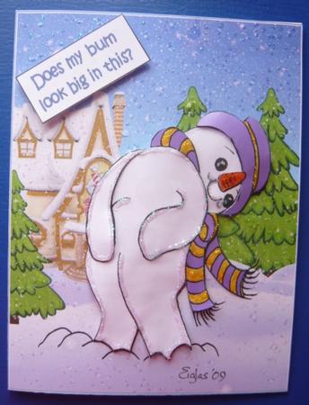 Cheeky Snowman Does My Bum Look Big Decoupage by Norma Howgate