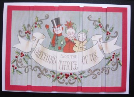 Christmas Greetings from 3 of Us Card Front and Panels 2 by Norma Howgate