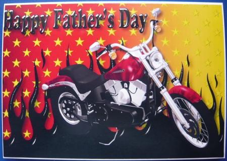 Red Motor Bike on Stars for Fathers Day A4 by Norma Howgate