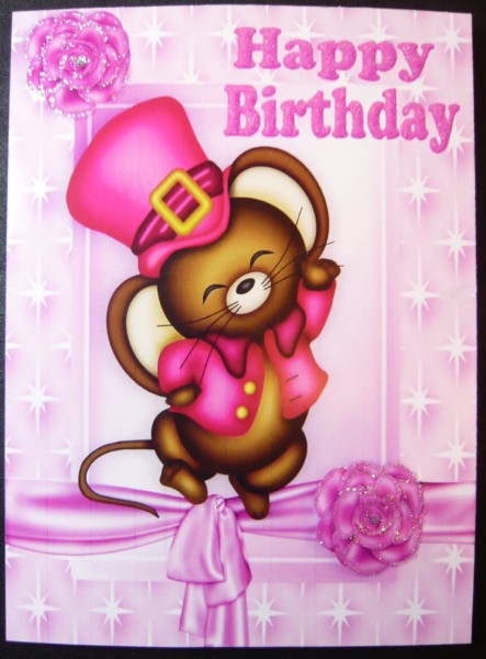 Cute Little Mouse in Pink, Pink Star Frame A4 by Norma Howgate