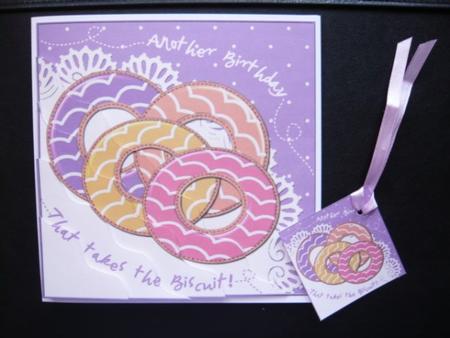 Iced Party Rings Birthday Biscuit Wavy Corner Side Stacker by Norma Howgate