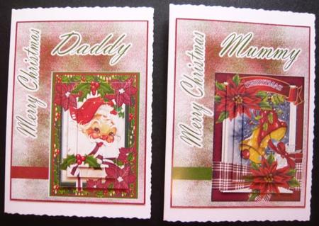 Merry Christmas Daddy Merry Christmas Mummy 2 Card Sheet by Norma Howgate