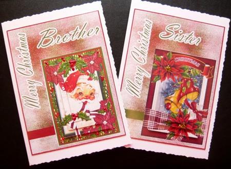 Merry Christmas Brothe Rmerry Christmas Sister 2 Card Sheet by Norma Howgate