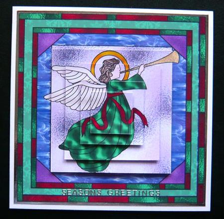Stained Glass Angel Square Stacker Topper by Norma Howgate