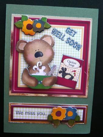 Get Well Soon Soup Teddy Bear Topper by Norma Howgate