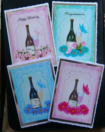 4 Floral Champagne Toppers by Norma Howgate