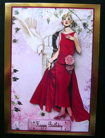 Lady in Red Decoupage Topper by Norma Howgate