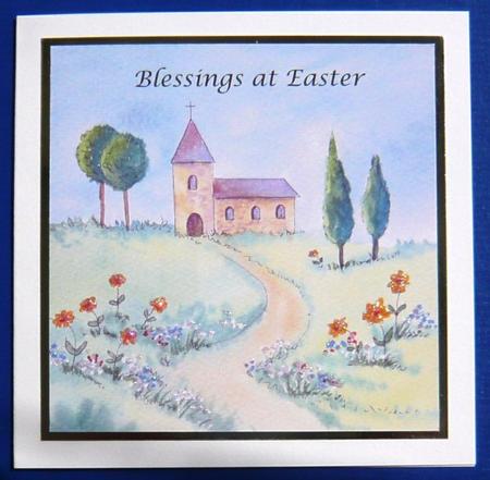 8x8 Watercolour Church Background by Norma Howgate