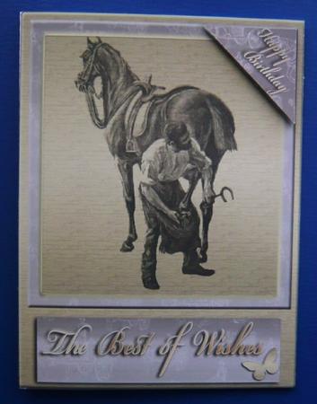 Vintage Farrier with Horse Age Card 70 -100 by Norma Howgate