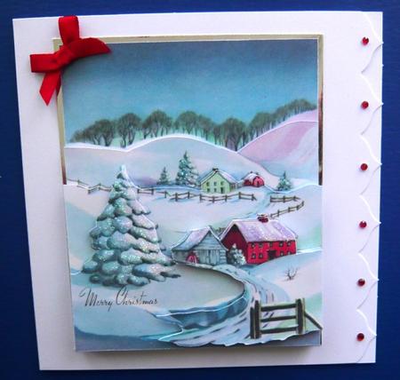 Village in the Hills Card with Easy Cut Decoupage by Norma Howgate