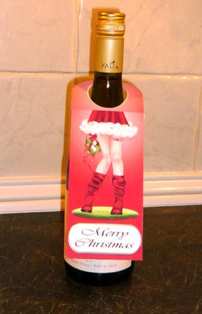 Naughty or Nice? Christmas Wine Bottle Gift Card by Norma Howgate