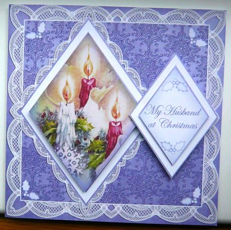 Blue Candles My Husband 7in Double Diamond Topper by Norma Howgate