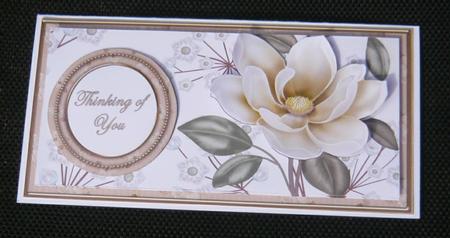 Cream Magnolia Thinking of You Floral Dl Decoupage Topper by Norma Howgate