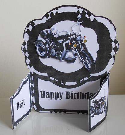Black Motorbike Gatefold Card by Norma Mann
