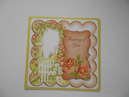 Peach Rose Arch Thinking of You 8in Scallop Topper by Norma Mann