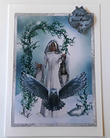 Mystical Christmas 2 - A5 card front with decoupage by Pam Ogilvy