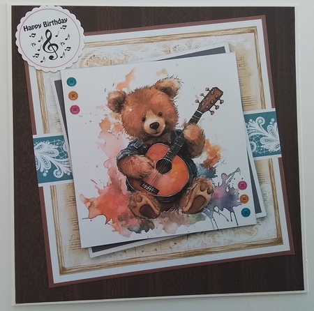 Guitar and Bear Card & Topper Set by Pam Ogilvy