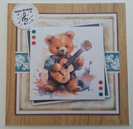 Guitar and Bear Card & Topper Set by Pam Ogilvy