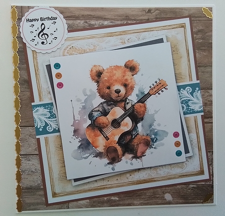 Guitar and Bear Card & Topper Set by Pam Ogilvy