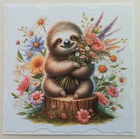 Floral Tree Stump  Sloth  by Pam Ogilvy