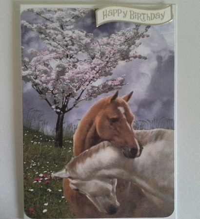 Spring Day Vintage Horses in the Meadows A4 by Pam Ogilvy
