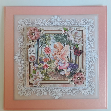 8" x 8" Dusty Pink (1) Lace Frame Plus Two 4" x 4" Frames by Pam Ogilvy