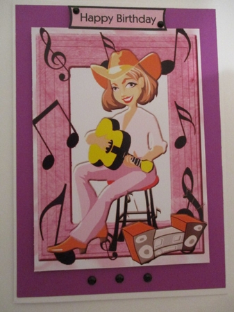 Cowgirl Singing with Her Guitar! A4 by Pam Ogilvy