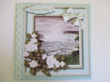 Beautiful Waterfall and White Roses  by Pam Ogilvy