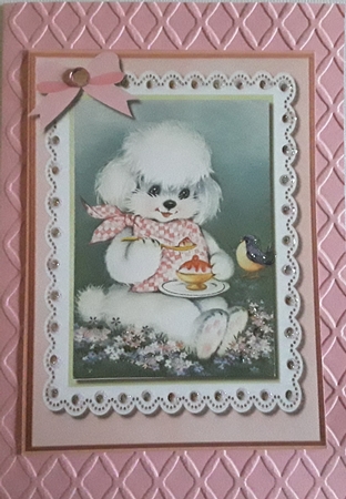 Beautiful A4 Poodle and Blue Bird  by Pam Ogilvy