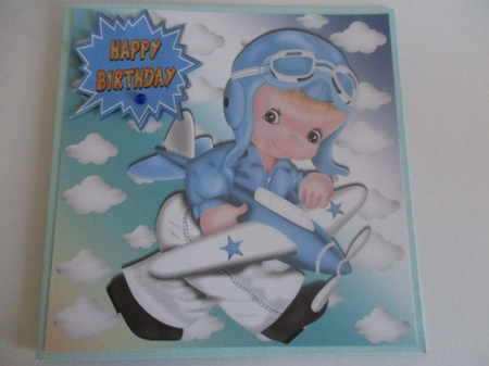 On Day I Am Going to Become a Pilot in the Clouds (turq) 8x8 by Pam Ogilvy
