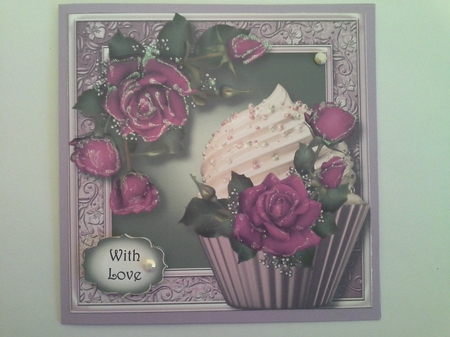 Purple Roses Cupcake 8x8 by Pam Ogilvy
