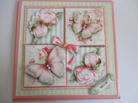 Beautiful Peony Flutters Card Front Kit by Pam Ogilvy