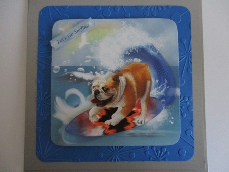 Surfing Fun Bulldog Topper with Decoupage by Pam Ogilvy