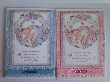 2 New Baby Boy & Girl Card Fronts by Pam Ogilvy