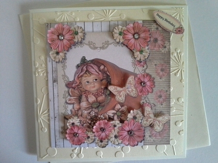 Cute Elve & Pink Flowers by Pam Ogilvy