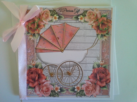 Beautiful Pink Pram 8x8 by Pam Ogilvy