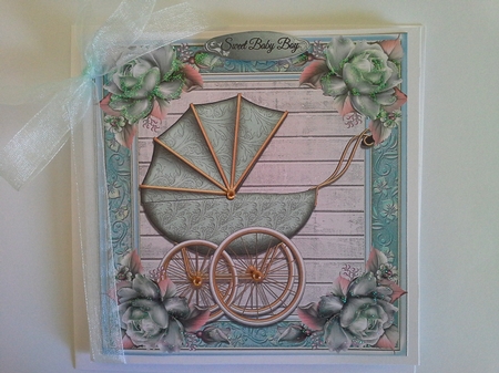 Beautiful Aqua Pram 8x8 by Pam Ogilvy
