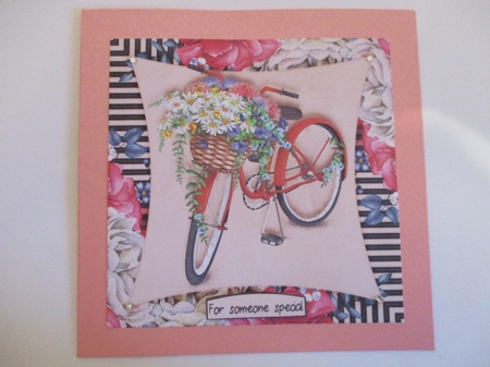 Watercolor Flower & Stripes Basket Bike 988 by Pam Ogilvy