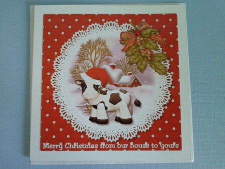 Cute Cow Christmas card by Pam Ogilvy
