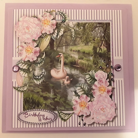Swans on the River with Lilac Roses  by Pam Ogilvy
