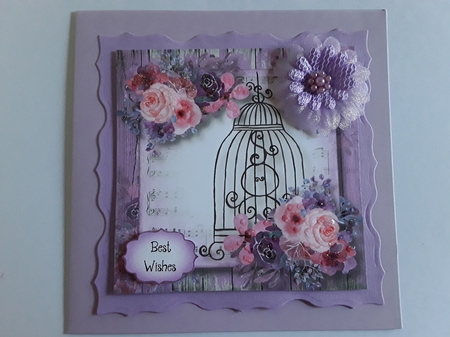 Beautiful Floral Birdcage In Purples 8x8 by Pam Ogilvy