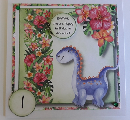 Dinosaur Tropical Birthday 4 8x8 by Pam Ogilvy
