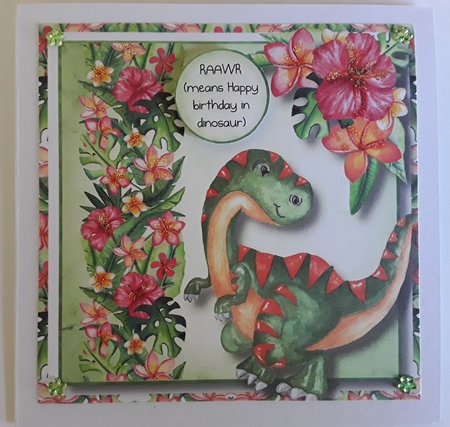 Dinosaur Tropical Birthday 3 8x8 by Pam Ogilvy
